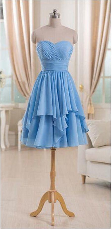 Short Homecoming Dresses Victoria Chiffon Blue Sweethearts Low-Party 9315