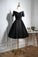 Lovely Black Short Dress Black Paityn Homecoming Dresses Satin Party Dress 2024 9514