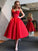 A-Line/Princess Straps Sleeveless Homecoming Dresses Satin Tabitha Ruffles Tea-Length Dresses