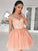 A-Line/Princess Bateau Long Sleeves Short/Mini Applique Amiya Chiffon Homecoming Dresses Dresses