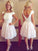 A-Line/Princess Scoop Short Sleeves Lace Homecoming Dresses Helen Pearls Short/Mini Dresses