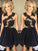 A-Line/Princess Sleeveless Scoop Homecoming Dresses Blanche Lace Chiffon Short/Mini Dresses