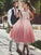 A-Line/Princess V-Neck Homecoming Dresses Lace Emilee Sleeveless Tea-Length Tulle Dresses