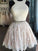 A-Line/Princess Sleeveless Halter Pearls Judith Lace Homecoming Dresses Short/Mini Two Piece Dresses