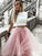 A-Line/Princess Tulle Bateau Sleeveless Knee-Length Two Piece Maribel Homecoming Dresses Lace Dresses