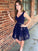Haley Lace Homecoming Dresses A-Line/Princess Beading V-Neck Sleeveless Short/Mini Dresses