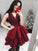 A-Line/Princess V-Neck Sleeveless Short/Mini Homecoming Dresses Satin Krystal Lace Dresses