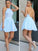 A-Line/Princess Halter Sleeveless Short/Mini Lace Homecoming Dresses Chiffon Jode Dresses