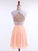 A-Line/Princess Jewel Homecoming Dresses Chiffon Lace Madilyn Sleeveless Short/Mini Dresses