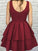 A-Line/Princess Sleeveless Homecoming Dresses Aubrie Satin Straps Layers Short/Mini Dresses