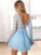 A-Line/Princess Scoop Long Sleeves Short/Mini Chiffon Kenna Lace Homecoming Dresses Dresses