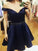 A-Line/Princess Off-The-Shoulder Mollie Homecoming Dresses Satin Beading Sleeveless Short/Mini Dresses