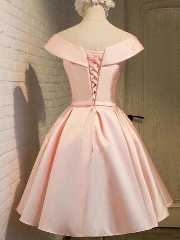 A-Line/Princess V-Neck Sleeveless Sash/Ribbon/Belt Satin Homecoming Dresses Ann Short/Mini Dresses