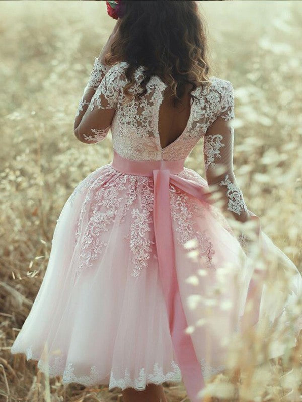 A-Line/Princess Sleeveless Sweetheart Tulle Lace Homecoming Dresses Jackie Short/Mini Dresses