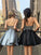 A-Line/Princess Satin Hazel Homecoming Dresses Beading V-Neck Sleeveless Short/Mini Dresses